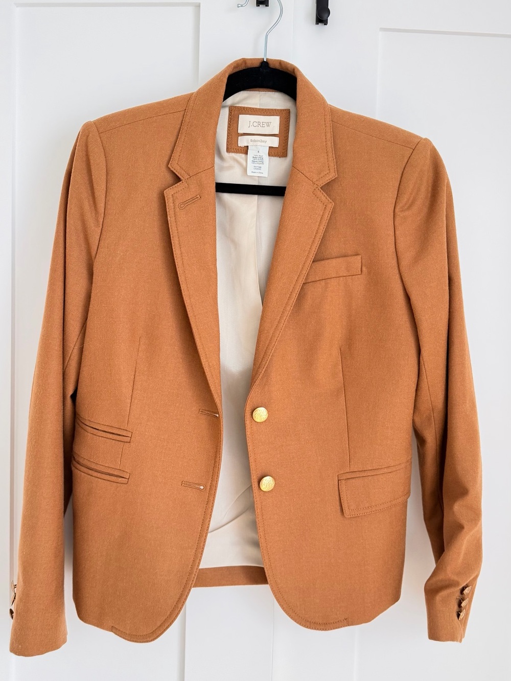 J. Crew Women's Camel/Tan Wool Blend Blazer with Gold Buttons